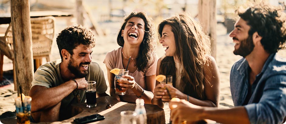Group of friends having drinks