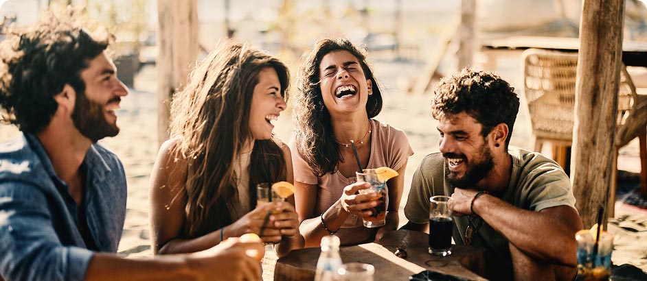 Group of friends having drinks