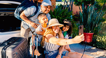 A family taking a selfie