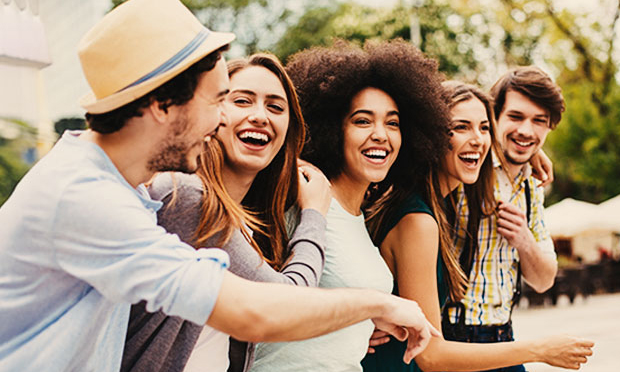 Group of people hanging out and laughing