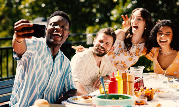 Group of people hanging out and laughing