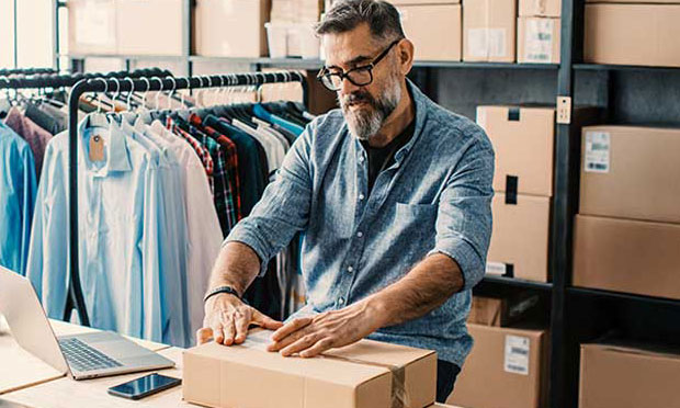 Person working in small business clothing store