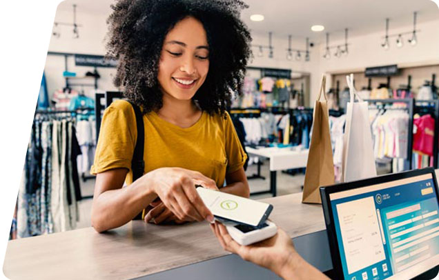 Person paying with a phone
