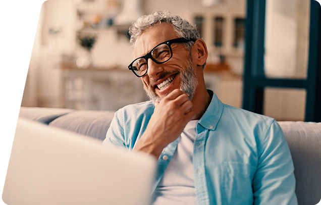 Person sitting and laughing