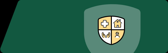 Shield with insurance symbols