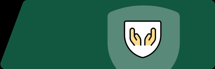 shield with helping hands