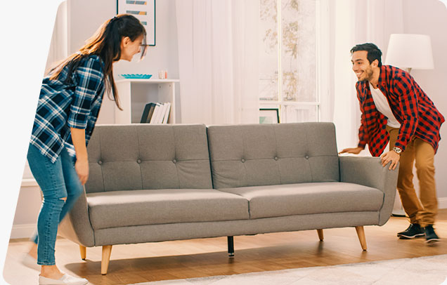 People moving a table.
